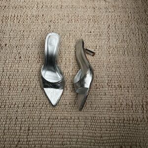Zara silver kitten heel